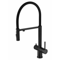 Смеситель для кухни с гибким изливом и подключением фильтра WONZON & WOGHAND,цвет-Черный матовый (WW-88458009-MB)