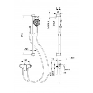 Смеситель для душа с гарнитуром WONZON & WOGHAND,цвет-Хром (WW-A4888-CR)