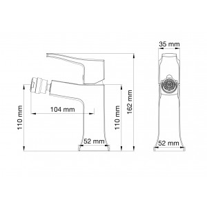Смеситель для биде WONZON & WOGHAND-коллекция FLEX, Черный матовый (WW-88016072-MB)