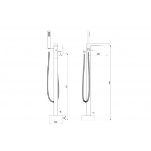 Смеситель для ванны напольного монтажа WONZON & WOGHAND-коллекция FIT, Хром (WW-88649009-CR)
