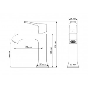 Смеситель для раковины WONZON & WOGHAND-коллекция FLEX, Хром (WW-88018072-CR)