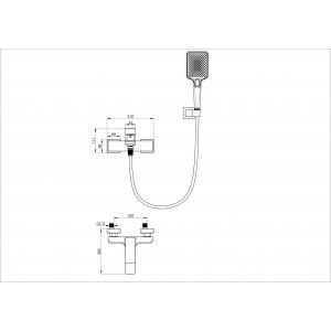 Смеситель для ванны с душем WONZON & WOGHAND-коллекция EDGE, Хром (WW-88639003A-CR)