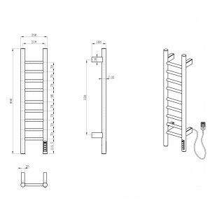 Полотенцесушитель электрический WONZON & WOGHAND-коллекция BONN, Хром (WW-AL4092-CR)